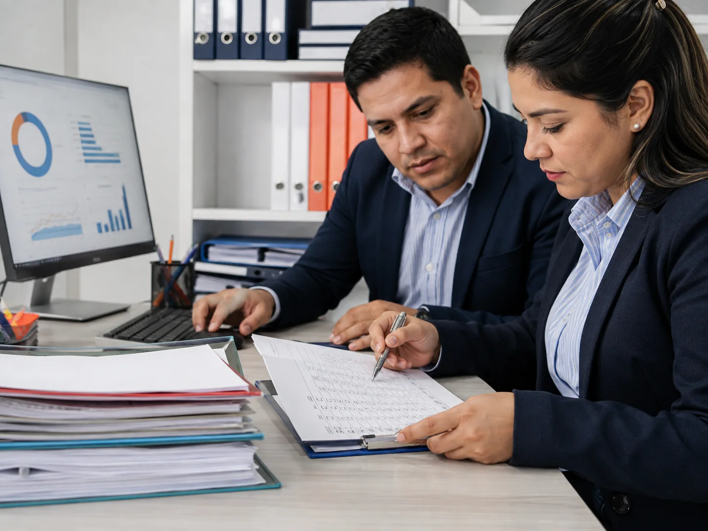 Profesionales revisando evidencias de un proceso